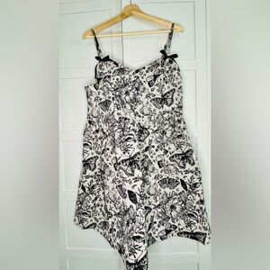 Floral Black and Grey Jacquard Dress